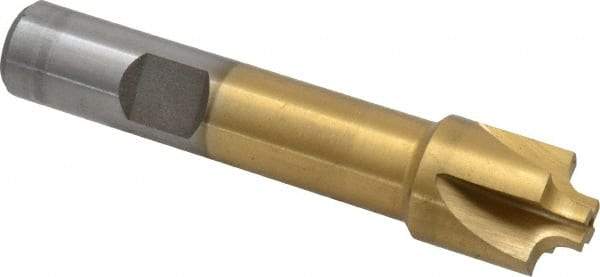 Interstate - 1/8" Radius, 5/8" Mill Diam, 4 Flute High Speed Steel Corner Rounding End Mill - Single End, TiN Finish, 3" OAL, 1/2" Shank Diam - Benchmark Tooling