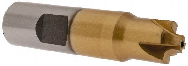 Interstate - 1/8" Radius, 5/8" Mill Diam, 4 Flute High Speed Steel Corner Rounding End Mill - Single End, TiN Finish, 3" OAL, 3/4" Shank Diam - Benchmark Tooling
