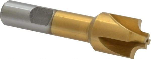 Interstate - 5/32" Radius, 3/4" Mill Diam, 4 Flute High Speed Steel Corner Rounding End Mill - Single End, TiN Finish, 3" OAL, 1/2" Shank Diam - Benchmark Tooling