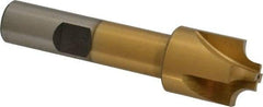 Interstate - 11/64" Radius, 3/4" Mill Diam, 4 Flute High Speed Steel Corner Rounding End Mill - Single End, TiN Finish, 3" OAL, 1/2" Shank Diam - Benchmark Tooling