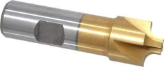 Interstate - 3/16" Radius, 7/8" Mill Diam, 4 Flute High Speed Steel Corner Rounding End Mill - Single End, TiN Finish, 3-1/8" OAL, 3/4" Shank Diam - Benchmark Tooling