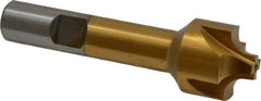 Interstate - 13/64" Radius, 7/8" Mill Diam, 4 Flute High Speed Steel Corner Rounding End Mill - Single End, TiN Finish, 3-1/8" OAL, 1/2" Shank Diam - Benchmark Tooling
