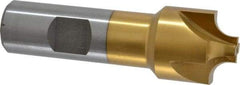 Interstate - 1/4" Radius, 1" Mill Diam, 4 Flute High Speed Steel Corner Rounding End Mill - Single End, TiN Finish, 3-1/4" OAL, 3/4" Shank Diam - Benchmark Tooling