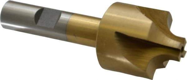 Interstate - 9/32" Radius, 1-1/8" Mill Diam, 4 Flute High Speed Steel Corner Rounding End Mill - Single End, TiN Finish, 3-1/4" OAL, 1/2" Shank Diam - Benchmark Tooling
