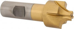 Interstate - 9/32" Radius, 1-1/8" Mill Diam, 4 Flute High Speed Steel Corner Rounding End Mill - Single End, TiN Finish, 3-1/4" OAL, 3/4" Shank Diam - Benchmark Tooling