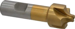 Interstate - 5/16" Radius, 1-1/8" Mill Diam, 4 Flute High Speed Steel Corner Rounding End Mill - Single End, TiN Finish, 3-1/2" OAL, 3/4" Shank Diam - Benchmark Tooling