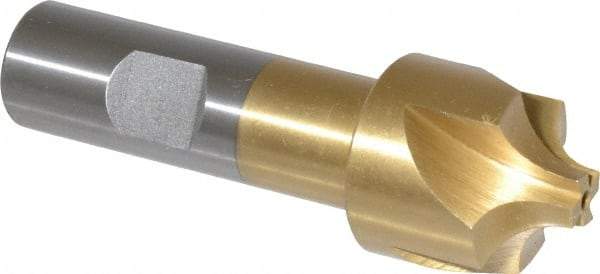 Interstate - 11/32" Radius, 1-1/8" Mill Diam, 4 Flute High Speed Steel Corner Rounding End Mill - Single End, TiN Finish, 3-1/2" OAL, 3/4" Shank Diam - Benchmark Tooling