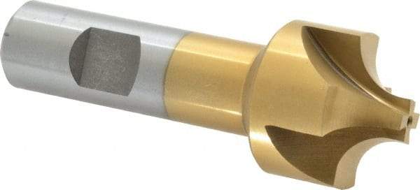 Interstate - 3/8" Radius, 1-1/4" Mill Diam, 4 Flute High Speed Steel Corner Rounding End Mill - Single End, TiN Finish, 3-1/2" OAL, 3/4" Shank Diam - Benchmark Tooling