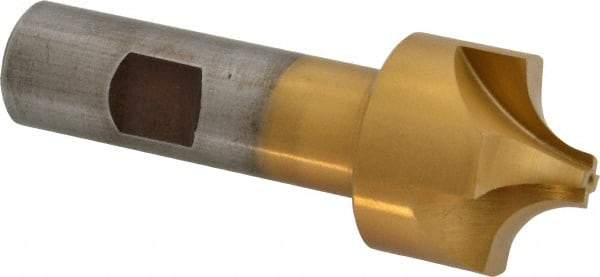 Interstate - 13/32" Radius, 1-1/4" Mill Diam, 4 Flute High Speed Steel Corner Rounding End Mill - Single End, TiN Finish, 3-1/2" OAL, 3/4" Shank Diam - Benchmark Tooling