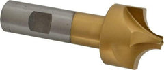 Interstate - 15/32" Radius, 1-3/8" Mill Diam, 4 Flute High Speed Steel Corner Rounding End Mill - Single End, TiN Finish, 3-3/4" OAL, 3/4" Shank Diam - Benchmark Tooling