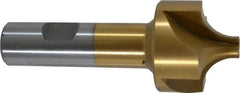 Interstate - 1/2" Radius, 1-1/2" Mill Diam, 4 Flute High Speed Steel Corner Rounding End Mill - Single End, TiN Finish, 3-7/8" OAL, 3/4" Shank Diam - Benchmark Tooling