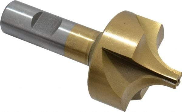 Interstate - 5/8" Radius, 1-15/16" Mill Diam, 4 Flute High Speed Steel Corner Rounding End Mill - Single End, TiN Finish, 4" OAL, 3/4" Shank Diam - Benchmark Tooling
