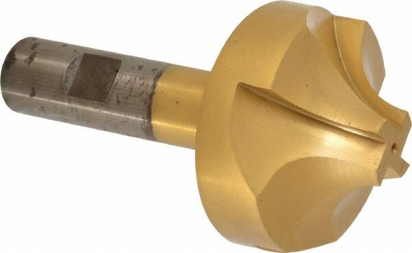 Interstate - 11/16" Radius, 2-1/4" Mill Diam, 4 Flute High Speed Steel Corner Rounding End Mill - Single End, TiN Finish, 4-1/8" OAL, 3/4" Shank Diam - Benchmark Tooling