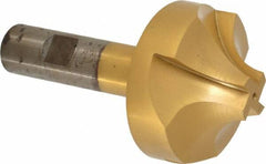Interstate - 11/16" Radius, 2-1/4" Mill Diam, 4 Flute High Speed Steel Corner Rounding End Mill - Single End, TiN Finish, 4-1/8" OAL, 3/4" Shank Diam - Benchmark Tooling