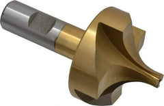 Interstate - 3/4" Radius, 2-1/4" Mill Diam, 4 Flute High Speed Steel Corner Rounding End Mill - Single End, TiN Finish, 4-1/8" OAL, 3/4" Shank Diam - Benchmark Tooling