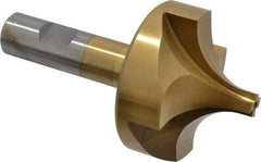 Interstate - 7/8" Radius, 2-1/2" Mill Diam, 4 Flute High Speed Steel Corner Rounding End Mill - Single End, TiN Finish, 4-1/2" OAL, 3/4" Shank Diam - Benchmark Tooling