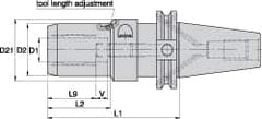 Kennametal - HSK63A Taper Shank, 1/2" Hole Diam, Hydraulic Tool Holder/Chuck - 20.57mm Nose Diam, 170mm Projection, 1.42" Clamp Depth, 15,000 RPM, Through Coolant - Exact Industrial Supply