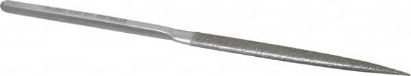 Strauss - 8-1/2" OAL Medium Half Round Needle Diamond File - 1/2" Wide x 5/32" Thick, 4-3/8 LOC, 126 Grit - Benchmark Tooling