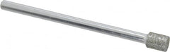 Strauss - 0.197" Head Diam x 1/4" Head Thickness Diamond (Abrasive) Grinding Pin - 1/8" Shank Diam x 2" Shank Length, Medium Grade, 80 Grit - Benchmark Tooling