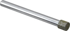 Strauss - 0.335" Head Diam x 0.315" Head Thickness Diamond (Abrasive) Grinding Pin - 1/4" Shank Diam x 3" Shank Length, Medium Grade, 80 Grit - Benchmark Tooling