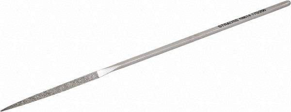 Strauss - 5-1/2" OAL Fine Three Square Needle Diamond File - 1/8" Wide x 1/8" Thick, 1-5/8 LOC, 91 Grit - Benchmark Tooling