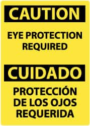 NMC - "Caution - Eye Protection Required", 14" Long x 10" Wide, Rigid Plastic Safety Sign - Rectangle, 0.05" Thick, Use for Accident Prevention - Benchmark Tooling