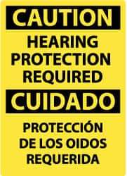 NMC - "Caution - Hearing Protection Required", 14" Long x 10" Wide, Aluminum Safety Sign - Rectangle, 0.04" Thick, Use for Accident Prevention - Benchmark Tooling