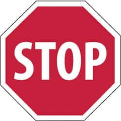 NMC - "Stop", 12" Wide x 12" High, Plastic Stop & Yield Signs - 0.05" Thick, White on Red, Octagon, Wall Mount - Benchmark Tooling