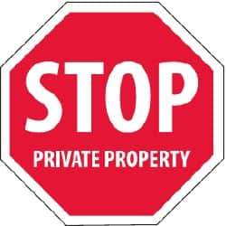 NMC - "Security Notice - Stop - Private Property", 12" Long x 12" Wide, Rigid Plastic Safety Sign - Hexagon, 0.05" Thick, Use for Security & Admittance - Benchmark Tooling