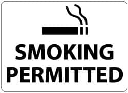 NMC - "Smoking Permitted", 10" Long x 14" Wide, Aluminum Safety Sign - Rectangle, 0.04" Thick, Use for Smoking Regulations - Benchmark Tooling