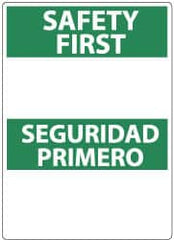 NMC - "Safety First", 14" Long x 10" Wide, Aluminum Safety Sign - Rectangle, 0.04" Thick, Use for Accident Prevention - Benchmark Tooling