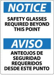 NMC - "Notice - Safety Glasses Required Beyond This Point", 14" Long x 10" Wide, Aluminum Safety Sign - Rectangle, 0.04" Thick, Use for Accident Prevention - Benchmark Tooling