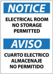 NMC - "Notice - Electrical Room - No Storage Permitted", 14" Long x 10" Wide, Rigid Plastic Safety Sign - Rectangle, 0.05" Thick, Use for Accident Prevention - Benchmark Tooling