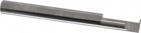 Accupro - 0.0175" Groove Width, 1/4" Min Hole Diam, 5/8" Max Hole Depth, Full Radius Grooving Tool - 0.06" Projection, 1-7/8" Shank Length, 2-1/2" OAL, 0.0088" Radius, Solid Carbide, Bright Finish - Exact Industrial Supply