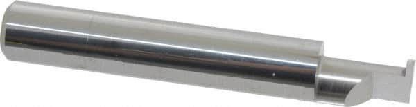 Accupro - 0.047" Groove Width, 3/8" Min Hole Diam, 1/2" Max Hole Depth, Full Radius Grooving Tool - 0.11" Projection, 2" Shank Length, 2-1/2" OAL, 0.0235" Radius, Solid Carbide, Bright Finish - Exact Industrial Supply