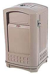 Rubbermaid - 50 Gal Beige Square Trash Can - Polyethylene, 42" High x 25" Long x 25" Wide - Benchmark Tooling