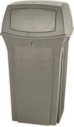 Rubbermaid - 35 Gal Beige Square Trash Can - Polyethylene, 41" High x 21-1/2" Long x 21-1/2" Wide - Benchmark Tooling