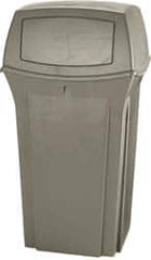 Rubbermaid - 35 Gal Beige Square Trash Can - Polyethylene, 41" High x 21-1/2" Long x 21-1/2" Wide - Benchmark Tooling