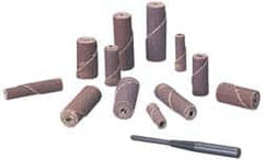 Standard Abrasives - 1/4" Max Roll Diam x 1-1/2" OAL, 80 Grit Aluminum Oxide Straight Cartridge Roll - 1/8" Pilot Hole Diam, Medium Grade - Benchmark Tooling