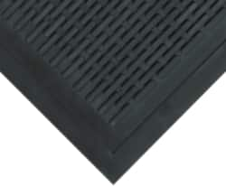 Wearwell - 5 Ft. Long x 3 Ft. Wide, Natural Rubber Surface, Raised Bars and Scrapers (Reversible) Entrance Matting - 5/16 Inch Thick, Outdoor, SBR Rubber, Black, 4 Edged Side, Series 224 - Benchmark Tooling