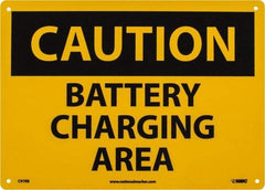 NMC - "Caution - Battery Charging Area", 10" Long x 14" Wide, Rigid Plastic Safety Sign - Rectangle, 0.05" Thick, Use for Accident Prevention - Benchmark Tooling