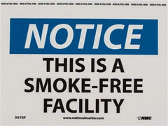 NMC - "Notice - This Is a Smoke-Free Facility", 7" Long x 10" Wide, Pressure-Sensitive Vinyl Safety Sign - Rectangle, 0.004" Thick, Use for Accident Prevention - Benchmark Tooling