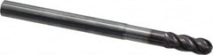 SGS - 5/16" Diam, 13/16" LOC, 4 Flute Solid Carbide Ball End Mill - AlTiN Finish, Single End, 4" OAL, 5/16" Shank Diam, Spiral Flute - Benchmark Tooling