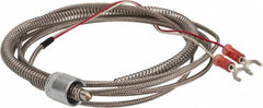 Thermo Electric - 32 to 900°F, J Universal Temp, Thermocouple Probe - 6 Ft. Cable Length, Stripped Ends with Spade Lugs, 1/4 Inch Probe Sheath Length, 1 Sec Response Time - Benchmark Tooling