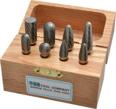 SGS Pro - 8 Piece, 1/4" Shank Burr Set - Tungsten Carbide, Multiple Head Shape - Benchmark Tooling