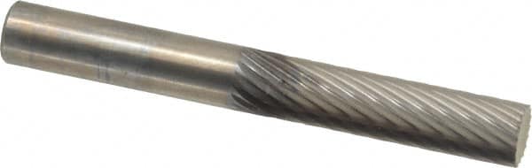 SGS Pro - 1/4" Cut Diam, 1/4" Shank Diam, Cylinder Head Single Cut Burr - Carbide, Flat End, 1" LOC, 2" OAL - Benchmark Tooling