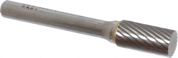 SGS Pro - 3/8" Cut Diam, 1/4" Shank Diam, Cylinder Head Single Cut Burr - Carbide, Flat End, 3/4" LOC, 2-1/2" OAL - Benchmark Tooling