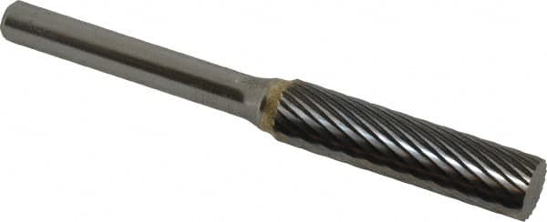 SGS Pro - 3/8" Cut Diam, 1/4" Shank Diam, Cylinder Head Single Cut Burr - Carbide, Flat End, 1-1/2" LOC - Benchmark Tooling