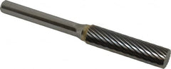 SGS Pro - 3/8" Cut Diam, 1/4" Shank Diam, Cylinder Head Single Cut Burr - Carbide, Flat End, 1-1/2" LOC - Benchmark Tooling