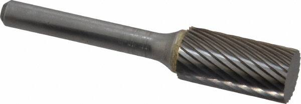 SGS Pro - 1/2" Cut Diam, 1/4" Shank Diam, Cylinder Head Single Cut Burr - Carbide, Flat End, 1" LOC, 2-3/4" OAL - Benchmark Tooling